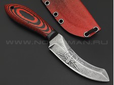Волчий Век нож Кондрат 10 Custom сталь Niolox WA худ. травление, рукоять G10 black & red, карбон, пины карбон