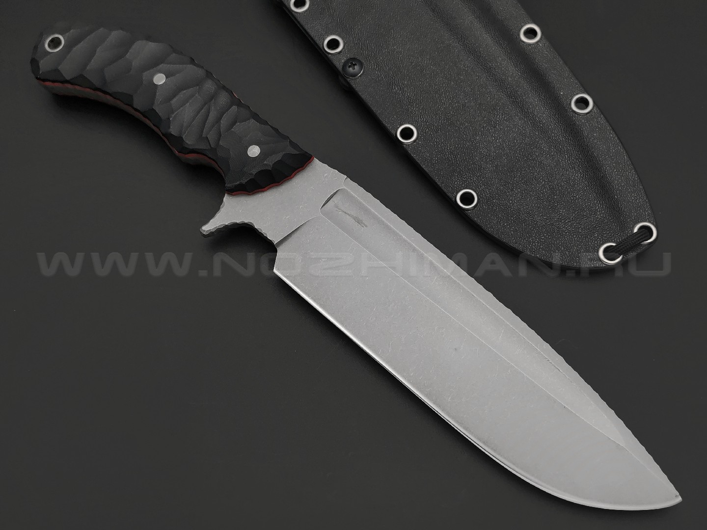 Волчий Век нож Команданте Big Tactical Edition сталь 95Х18 WA stonewash, рукоять G10 black & red