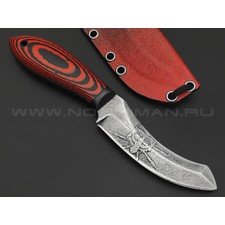 Волчий Век нож Кондрат 10 Custom сталь Niolox WA худ. травление, рукоять G10 black & red, карбон, пины карбон