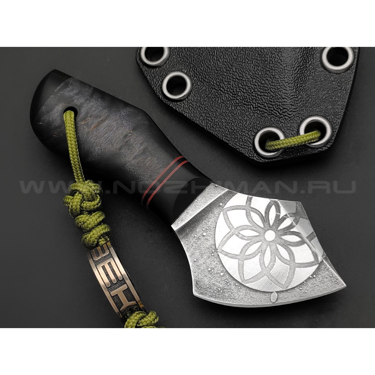 Волчий Век нож Злюка Custom сталь PGK WA худ. травление, рукоять карельская берёза, карбон