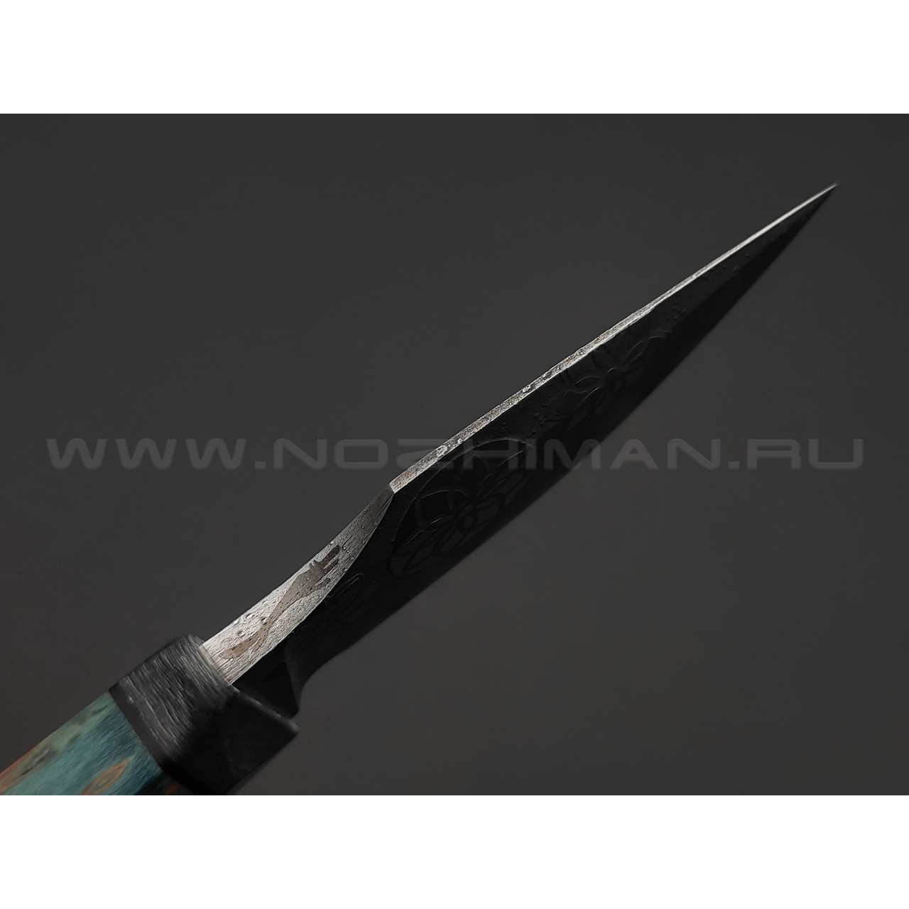 Волчий Век нож Custom EDC сталь PGK WA худ. травление, рукоять карельская берёза, Silver Twill