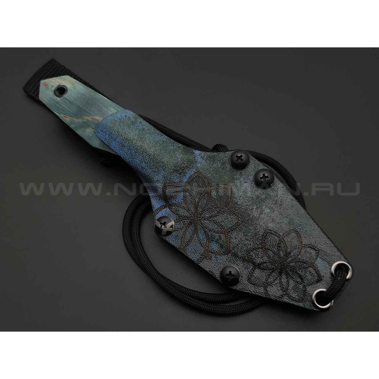 Волчий Век нож Custom EDC сталь PGK WA худ. травление, рукоять карельская берёза, Silver Twill