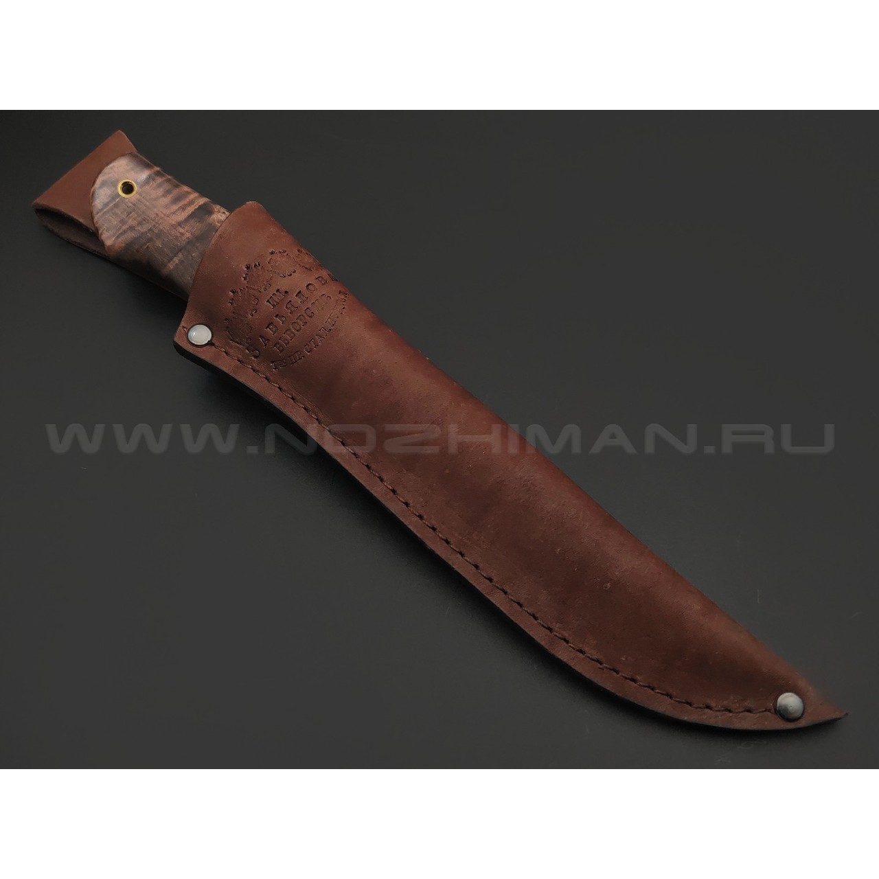 Товарищество Завьялова нож Скинер-Б сталь K340, рукоять Стаб. дерево коричневое, латунь