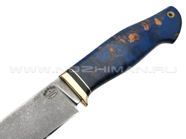 Товарищество Завьялова нож Ладья сталь ХВ5, рукоять Стаб. дерево синее, латунь