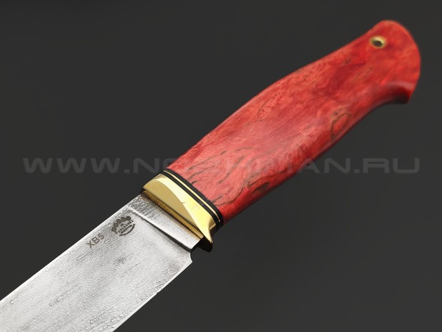 Товарищество Завьялова нож Ладья сталь ХВ5, рукоять Стаб. дерево красное, латунь