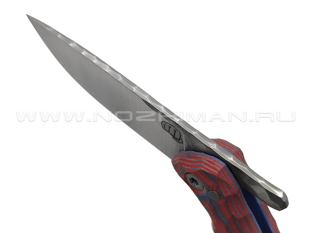 Андрей Кулаков малый фрикционный нож KUL080 сталь 95Х18, рукоять G10 laminate blue & red