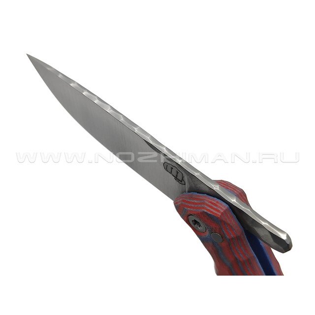 Андрей Кулаков малый фрикционный нож KUL080 сталь 95Х18, рукоять G10 laminate blue & red