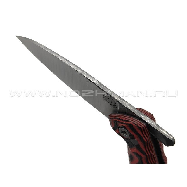Андрей Кулаков малый фрикционный нож KUL078 сталь 95Х18, рукоять G10 laminate black & red