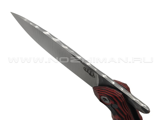 Андрей Кулаков малый фрикционный нож KUL079 сталь 95Х18, рукоять G10 laminate black & red