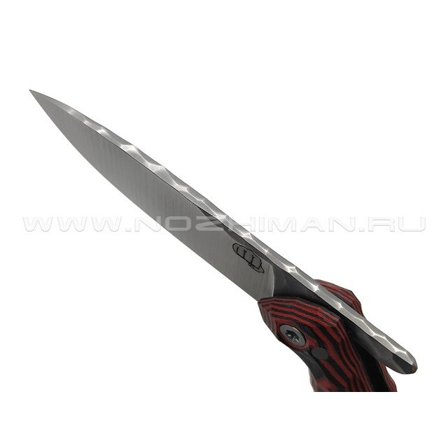 Андрей Кулаков малый фрикционный нож KUL079 сталь 95Х18, рукоять G10 laminate black & red