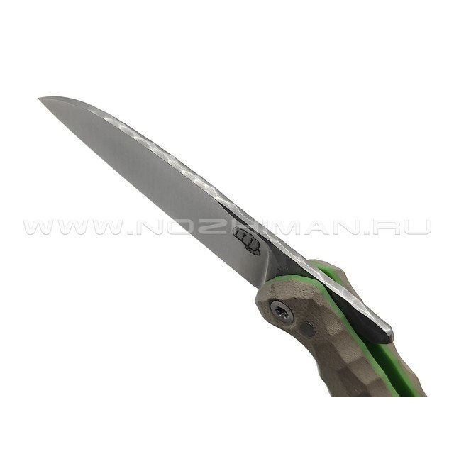 Андрей Кулаков малый фрикционный нож KUL076 сталь 95Х18, рукоять G10 tan & green
