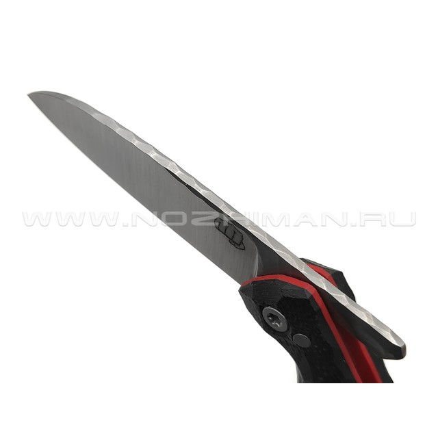 Андрей Кулаков малый фрикционный нож KUL070 сталь 95Х18, рукоять G10 black & red