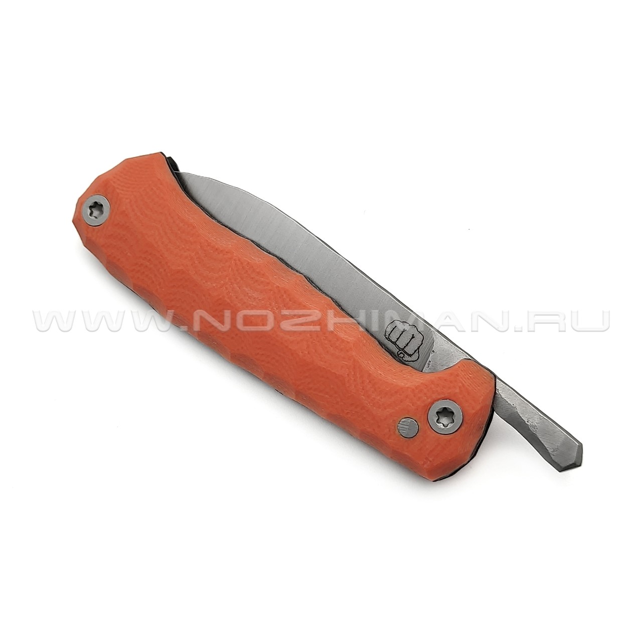 Андрей Кулаков малый фрикционный нож KUL063 сталь 95Х18, рукоять G10 orange