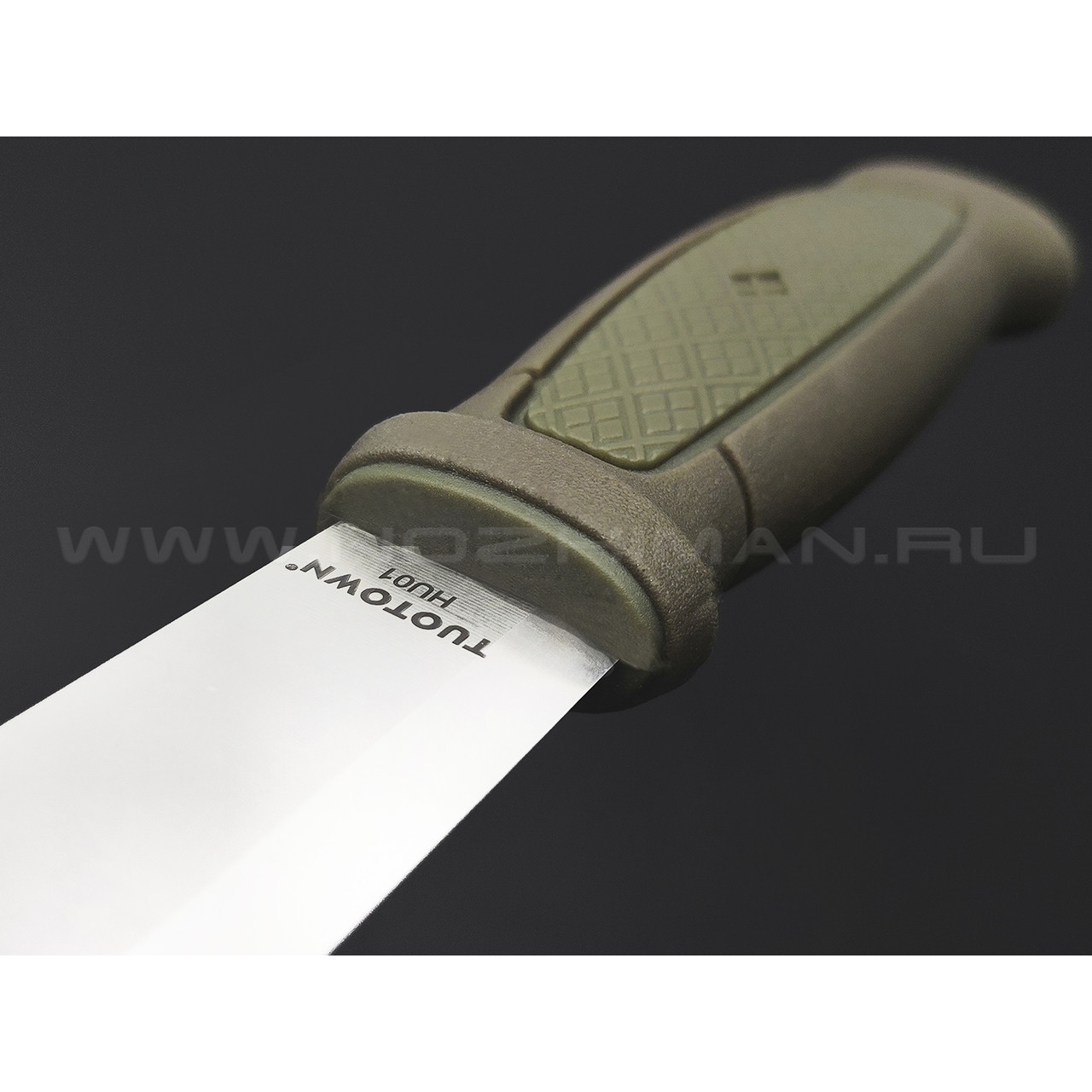 TuoTown нож Hunter 1 с огнивом и алмазным бруском, сталь Aus-8, рукоять GRN, эластрон