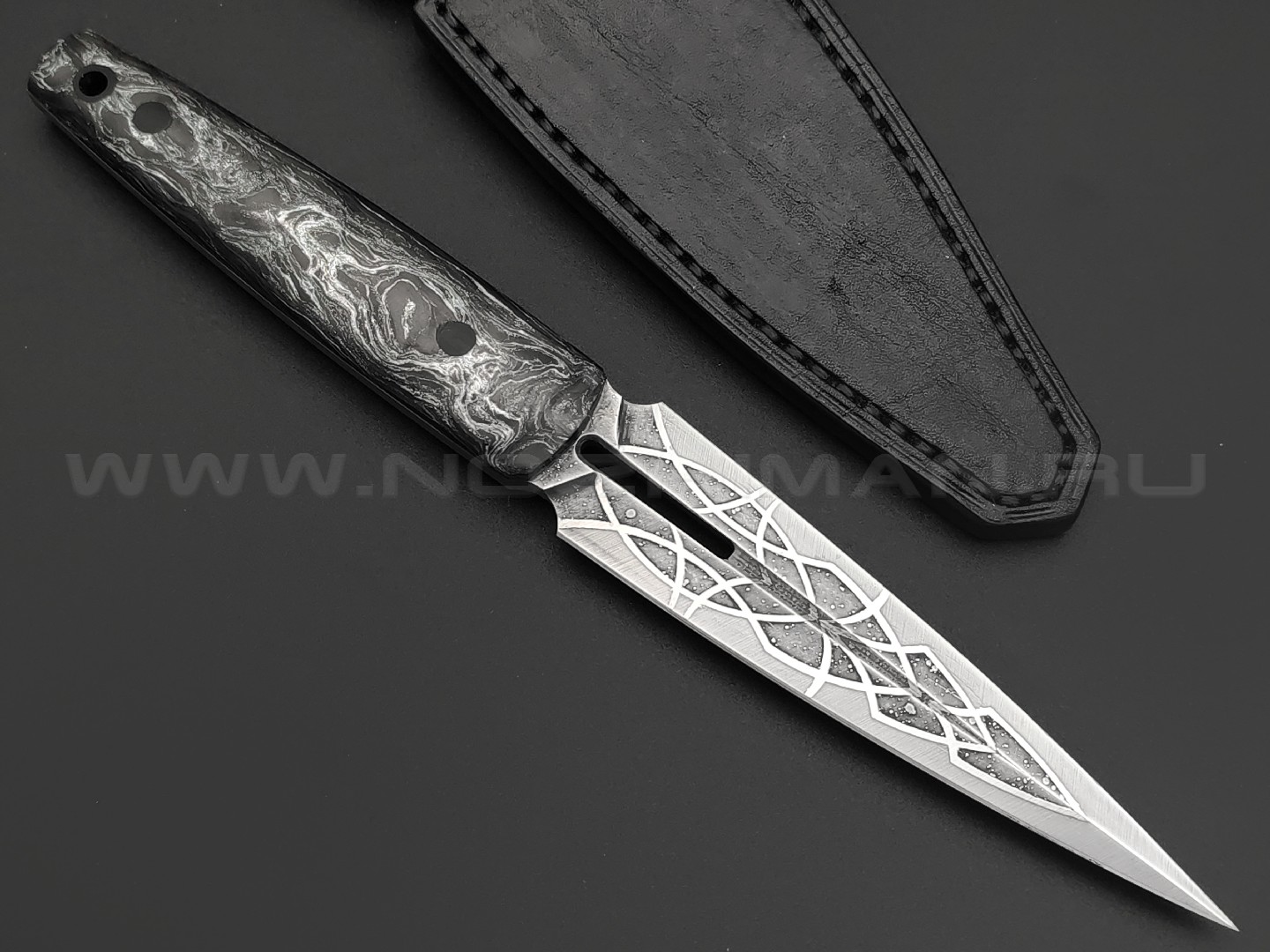 Neyris Knives нож TaoRan сталь CPM 3V, рукоять Carbon fiber dark matter silver, пины карбон