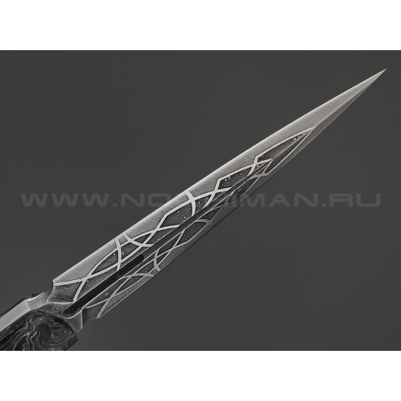 Нейрис нож ТаоРан сталь CPM 3V, рукоять Карбон "Тёмная Материя" серебристый, пины карбон