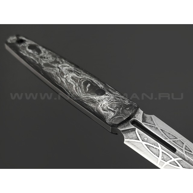 Нейрис нож ТаоРан сталь CPM 3V, рукоять Карбон "Тёмная Материя" серебристый, пины карбон