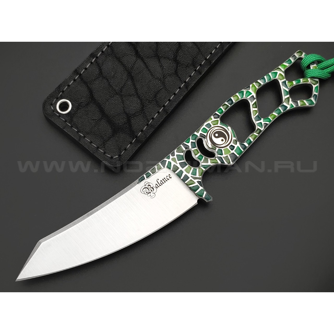 1-й Цех нож Balance Custom Green сталь 440C сатин, рукоять сталь, эмаль