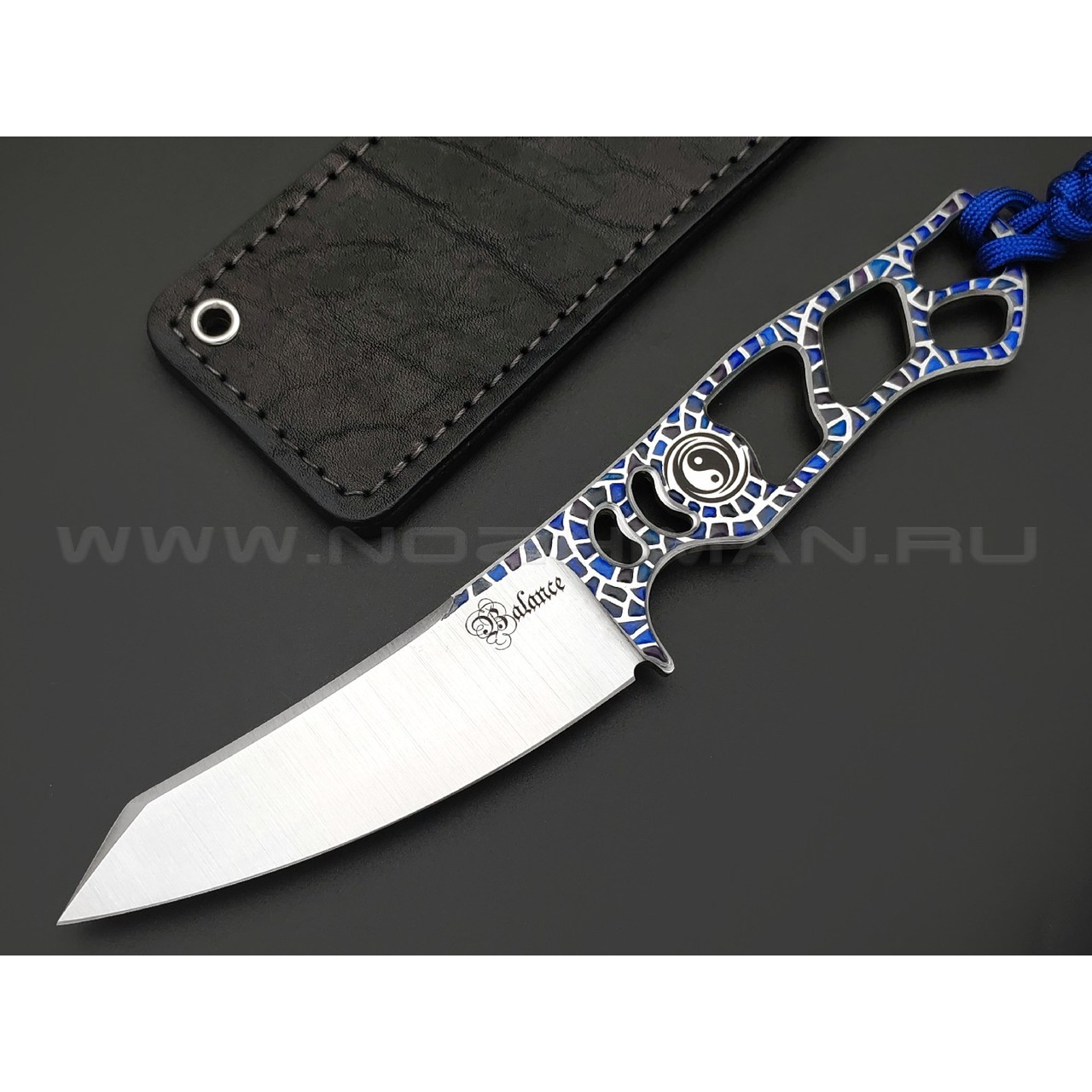1-й Цех нож Balance Custom Blue сталь 440C сатин, рукоять сталь, эмаль