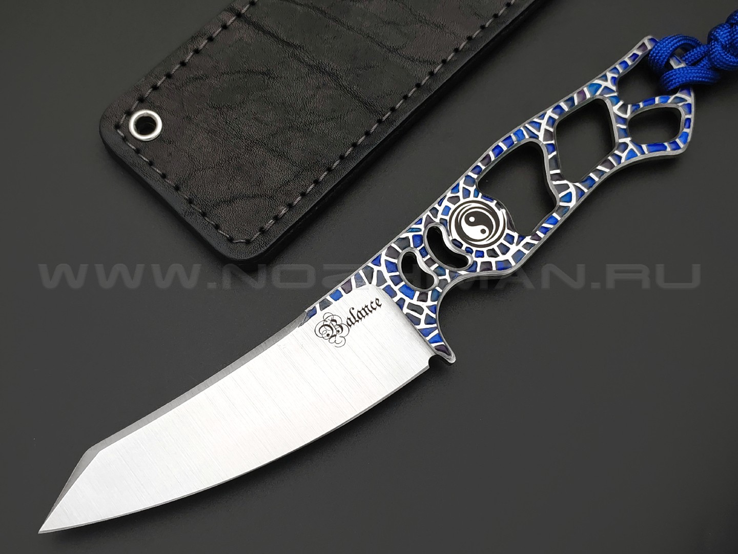 1-й Цех нож Balance Custom Blue сталь 440C сатин, рукоять сталь, эмаль