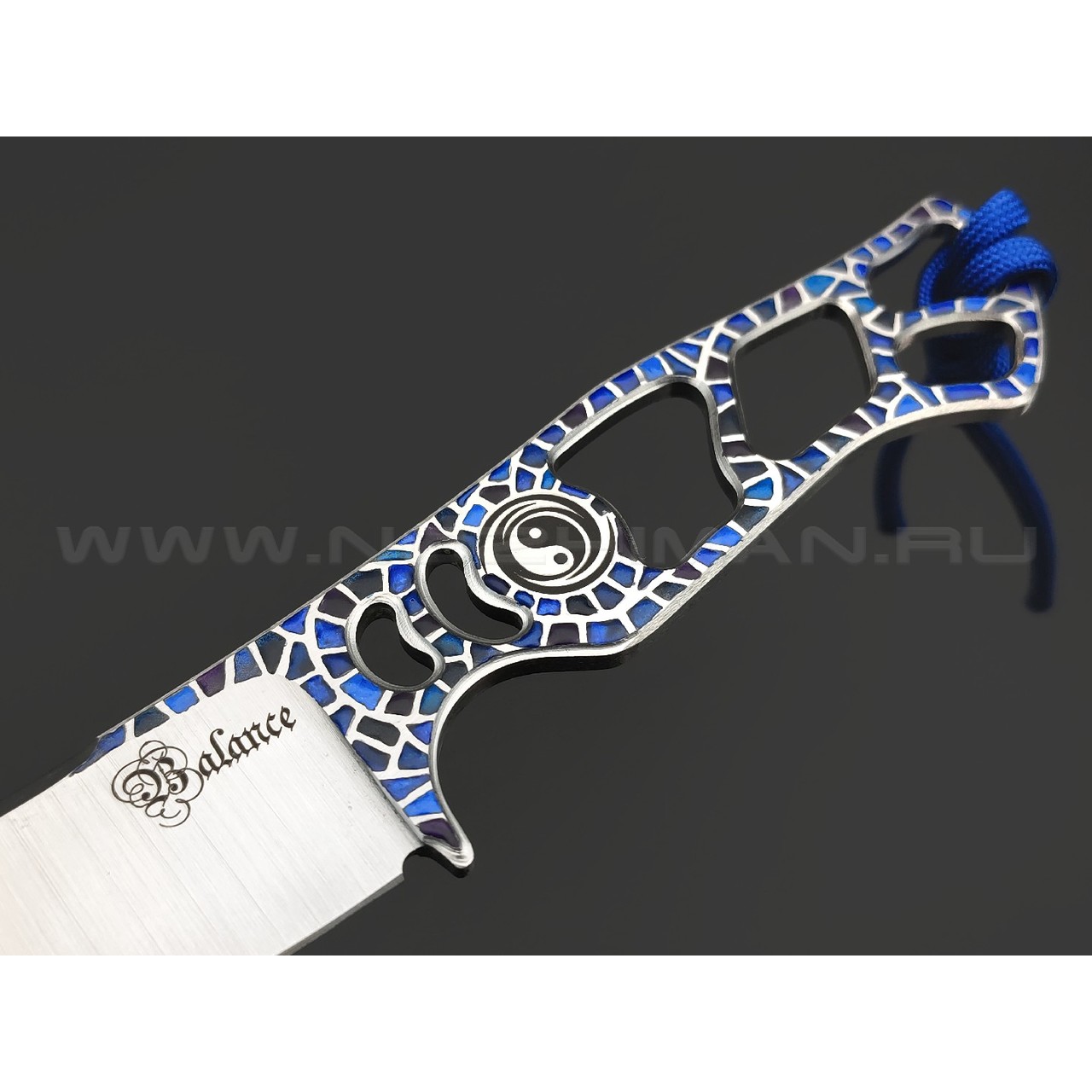 1-й Цех нож Balance Custom Blue сталь 440C сатин, рукоять сталь, эмаль