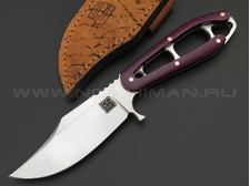 1-й Цех нож Сиськи сталь 440C сатин, рукоять Micarta purple