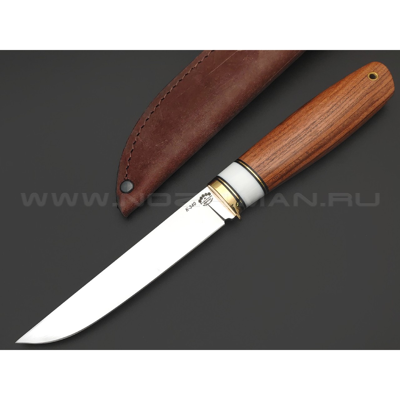 Товарищество Завьялова нож Ладья сталь K340, рукоять Палисандр, кориан, латунь