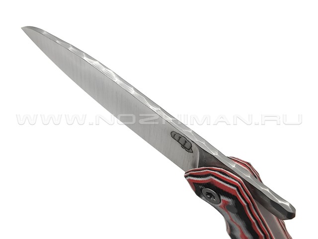 Андрей Кулаков малый фрикционный нож KUL082 сталь 95Х18, рукоять G10 laminate black-red & white