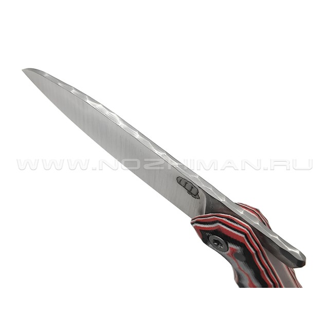 Андрей Кулаков малый фрикционный нож KUL082 сталь 95Х18, рукоять G10 laminate black-red & white