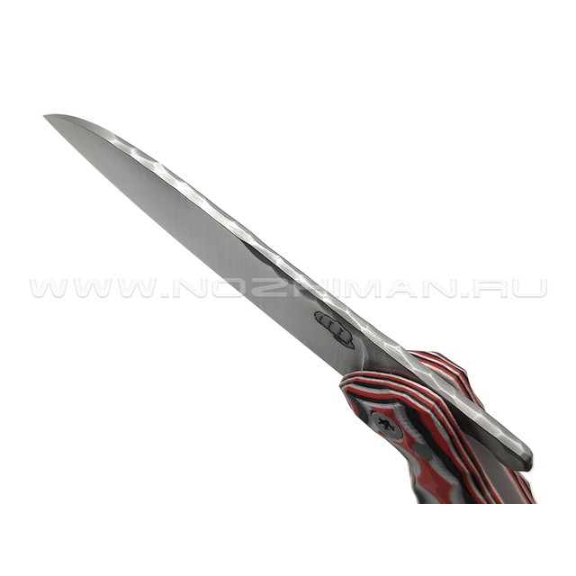 Андрей Кулаков малый фрикционный нож KUL066 сталь 95Х18, рукоять G10 laminate black-red & white