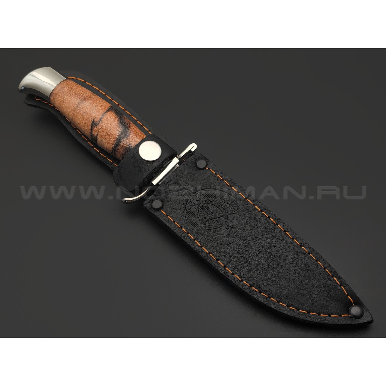 Платонов Д.Г. нож Финка НКВД сталь Aus-10Co, рукоять Стаб. березовый шпальт, мельхиор