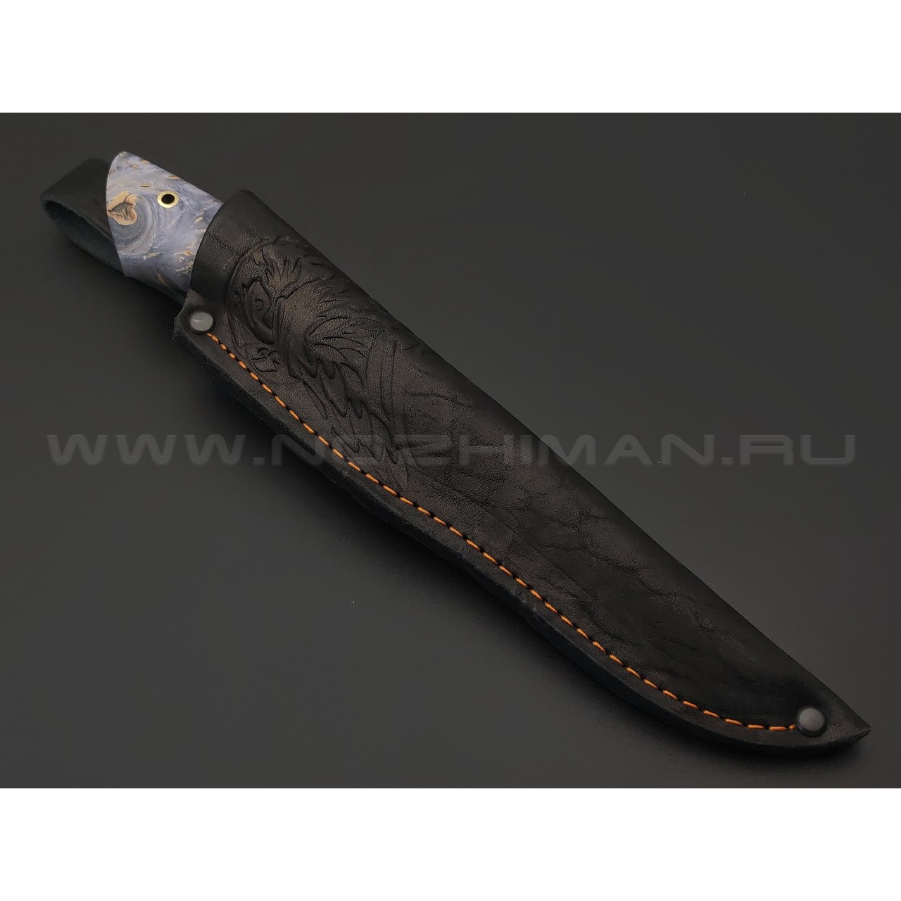 Платонов Д.Г. нож Хозяюшка сталь Aus-10Co, рукоять Стаб. кап клена синий