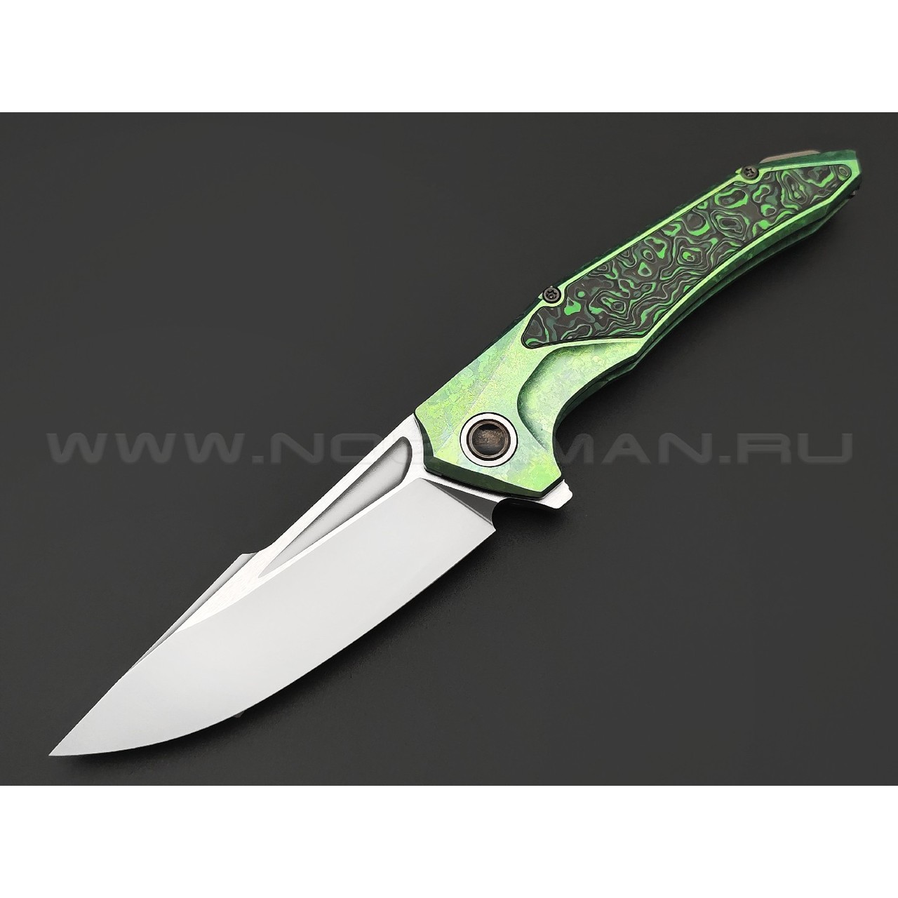 TuoTown складной нож Guerrero Limited Edition TGR-MKGA сталь M390, рукоять Crystal titanium green, carbon fiber green