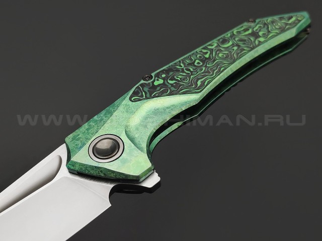 TuoTown складной нож Guerrero Limited Edition TGR-MKGA сталь M390, рукоять Crystal titanium green, carbon fiber green