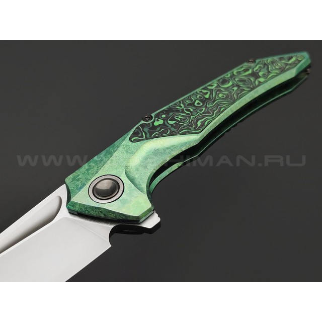 TuoTown складной нож Guerrero Limited Edition TGR-MKGA сталь M390, рукоять Crystal titanium green, carbon fiber green