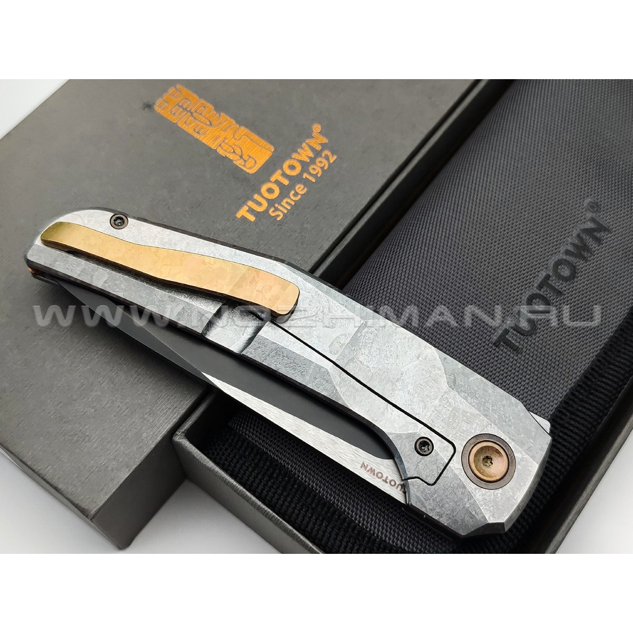 Dyag & TuoTown складной нож FCF TDG-MK сталь TMAX DLC, рукоять Crystal titanium grey