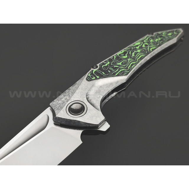 TuoTown складной нож Guerrero Limited Edition TGR-MKG сталь M390, рукоять Crystal titanium grey, carbon fiber green