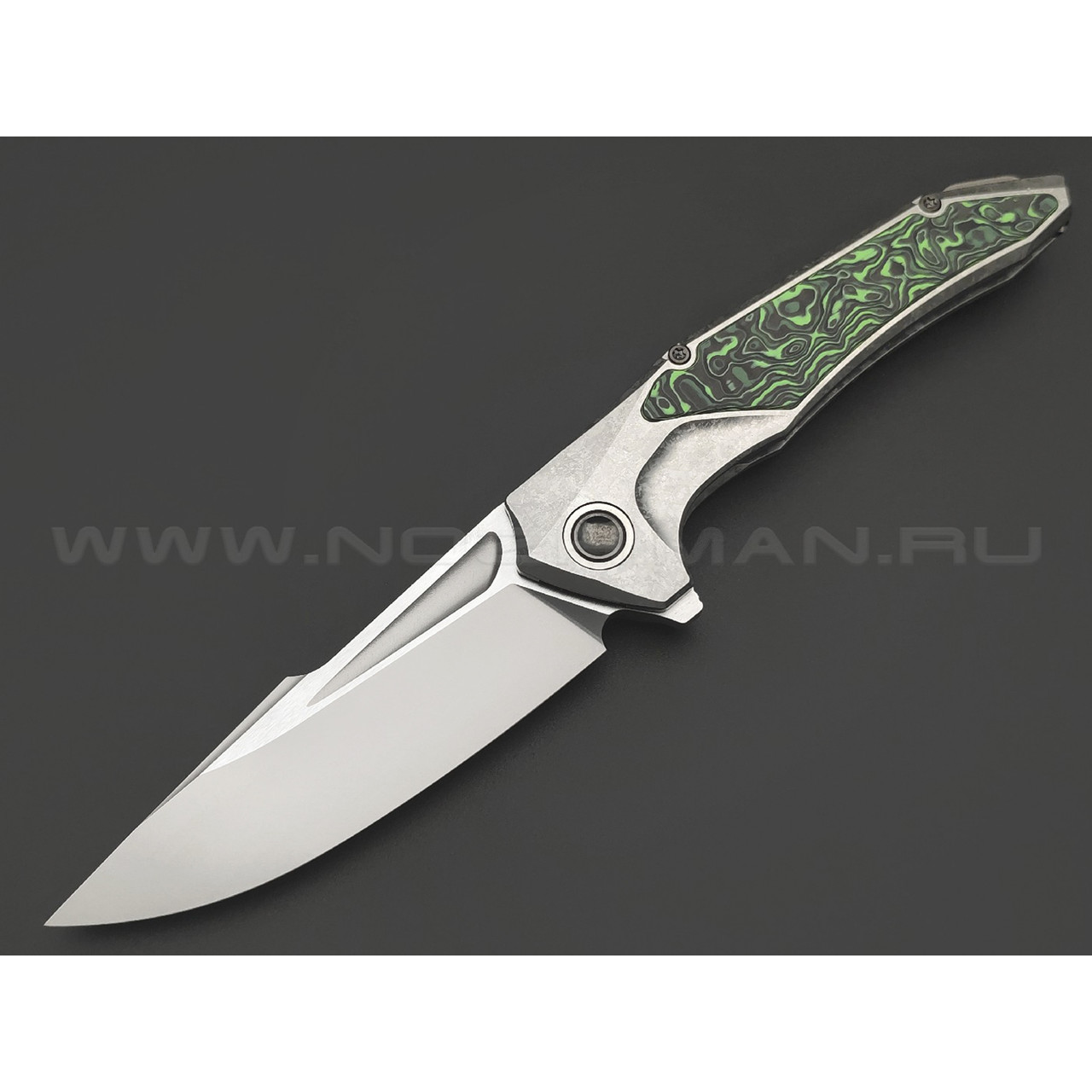 TuoTown складной нож Guerrero Limited Edition TGR-MKG сталь M390, рукоять Crystal titanium grey, carbon fiber green
