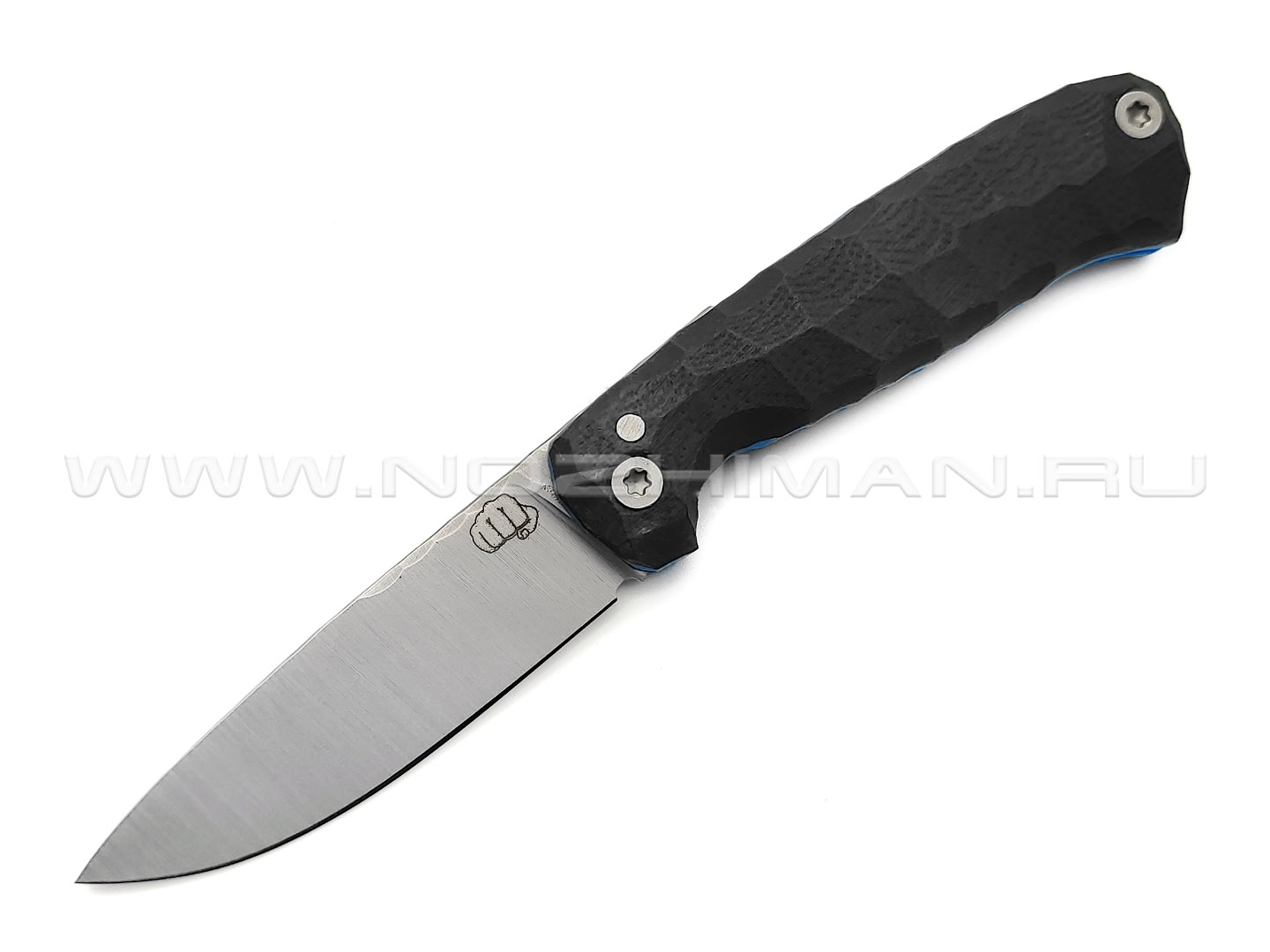 Андрей Кулаков малый фрикционный нож KUL072 сталь 95Х18, рукоять G10 black & blue