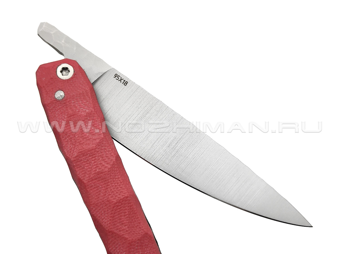 Андрей Кулаков большой фрикционный нож KUL061 сталь 95Х18, рукоять G10 red & black