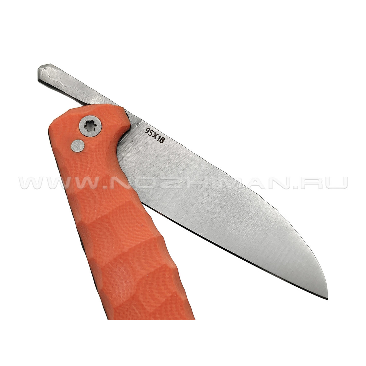 Андрей Кулаков малый фрикционный нож KUL063 сталь 95Х18, рукоять G10 orange