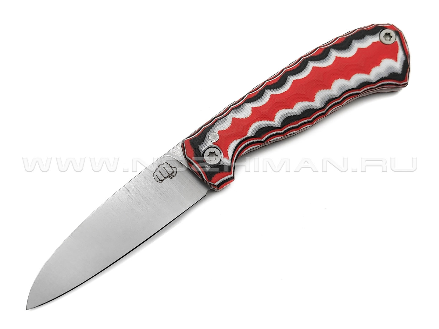 Андрей Кулаков малый фрикционный нож KUL084 сталь 95Х18, рукоять G10 laminate black-red & white