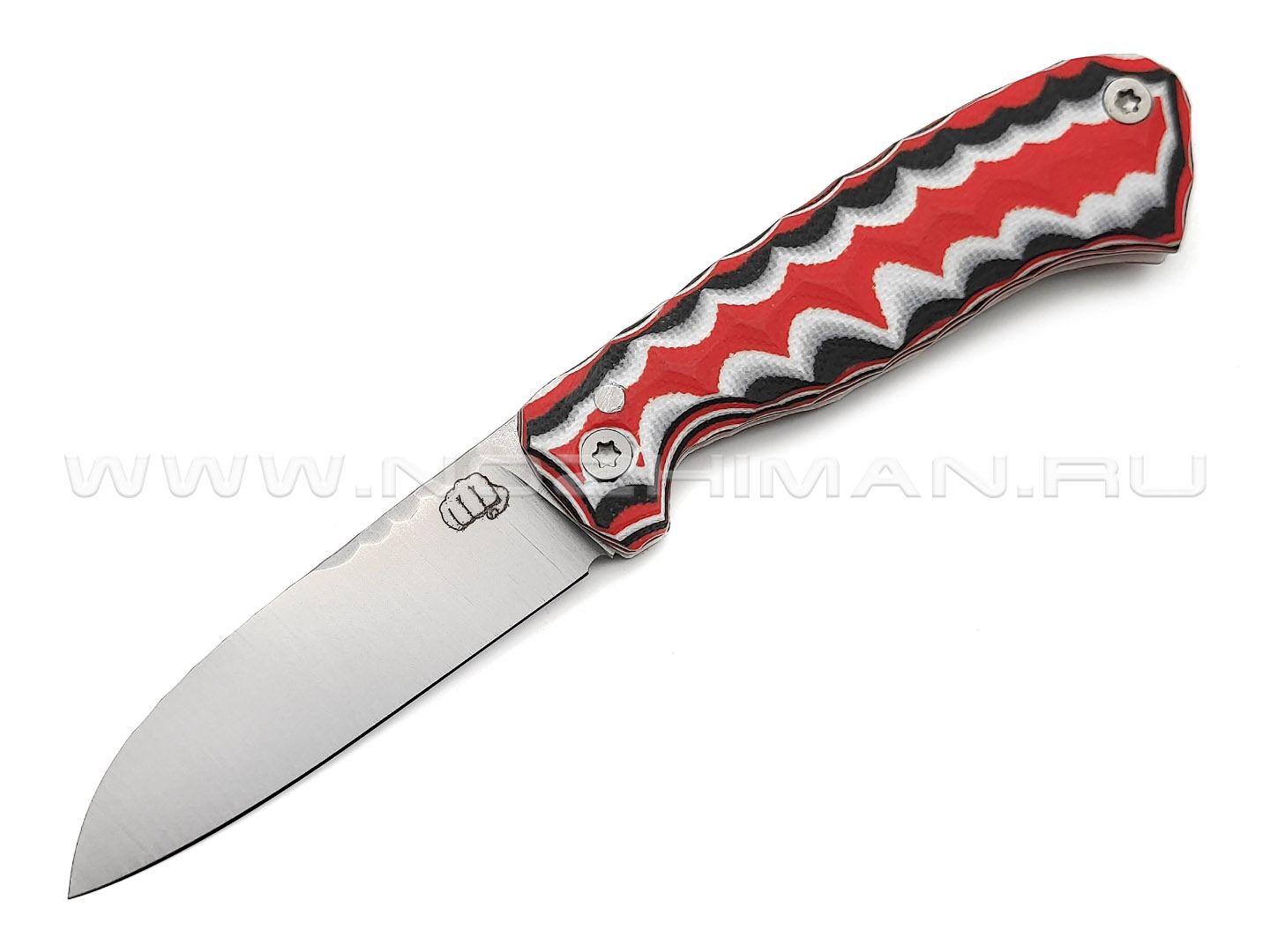 Андрей Кулаков малый фрикционный нож KUL066 сталь 95Х18, рукоять G10 laminate black-red & white
