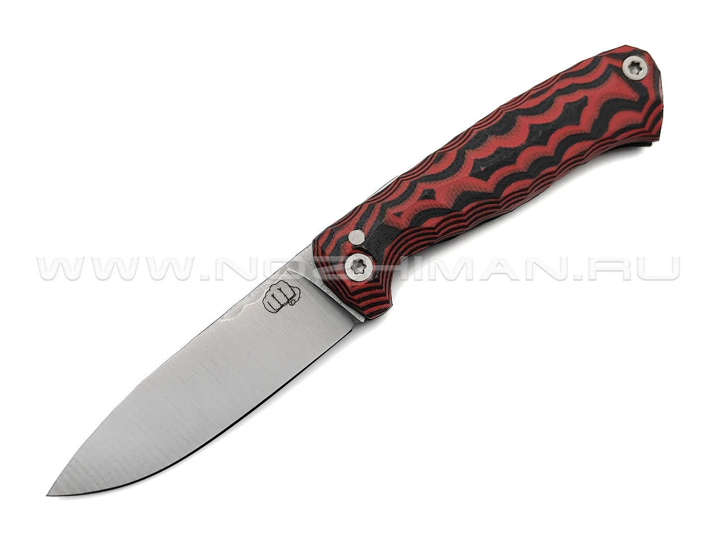 Андрей Кулаков малый фрикционный нож KUL079 сталь 95Х18, рукоять G10 laminate black & red