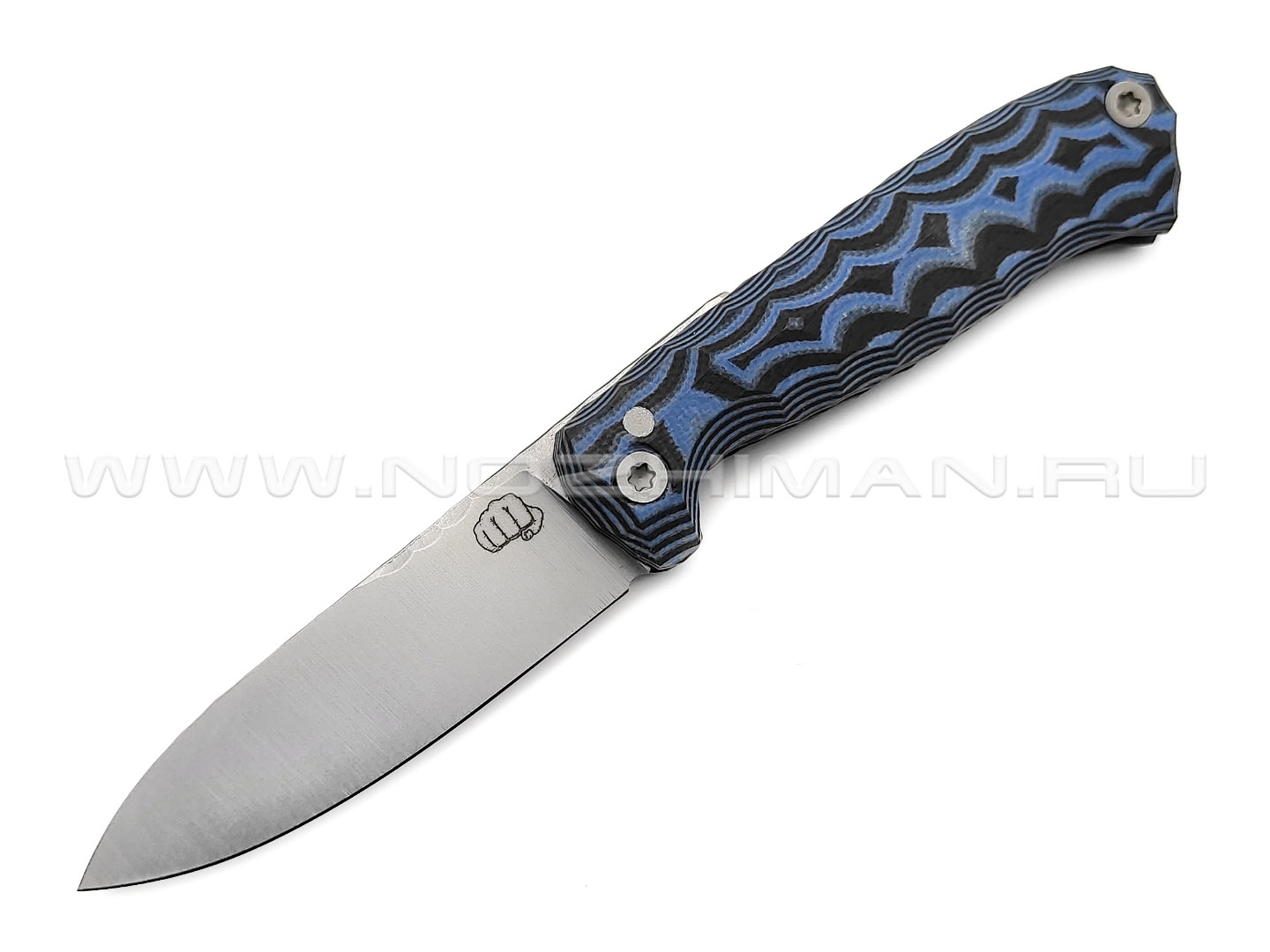 Андрей Кулаков малый фрикционный нож KUL081 сталь 95Х18, рукоять G10 laminate black & blue