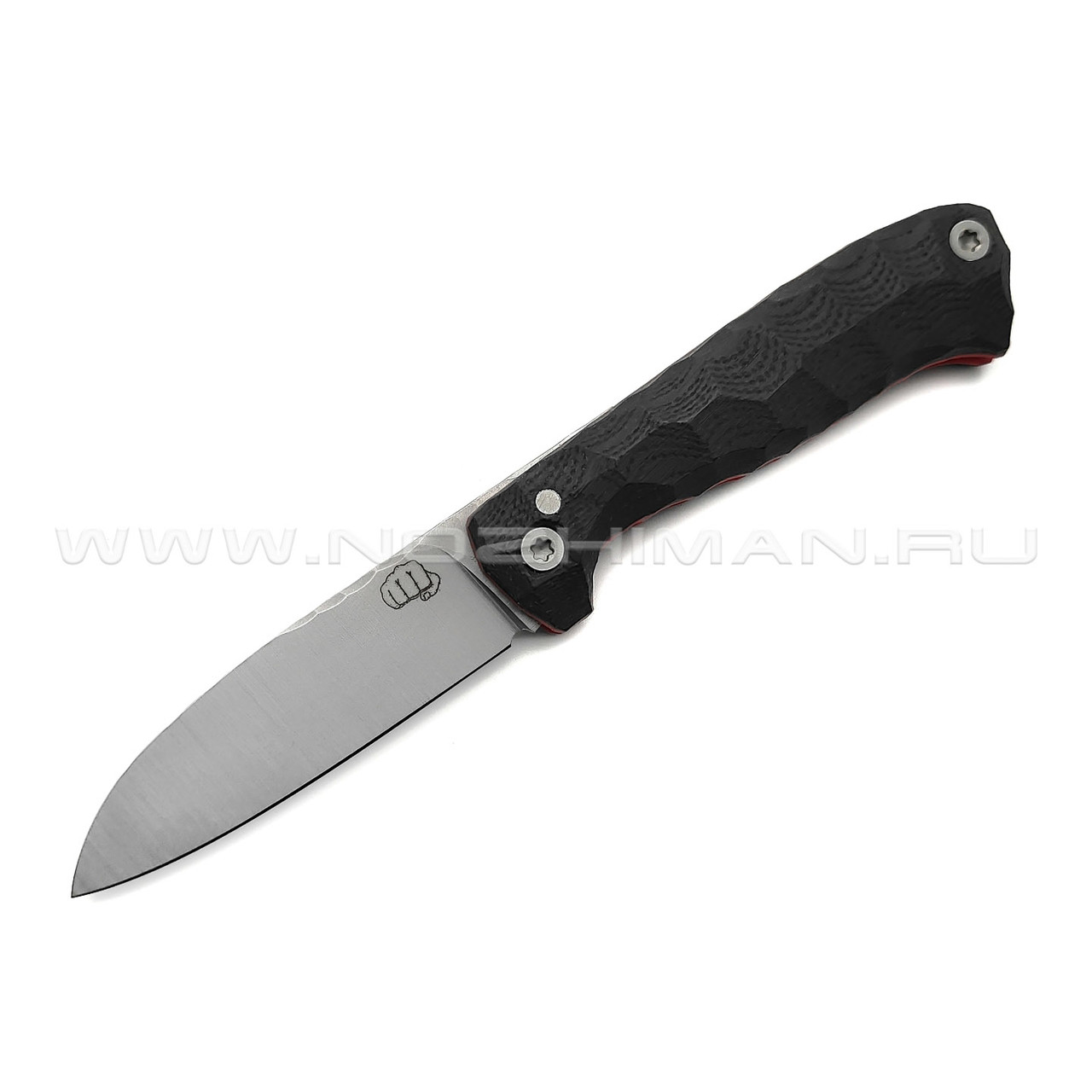 Андрей Кулаков малый фрикционный нож KUL070 сталь 95Х18, рукоять G10 black & red