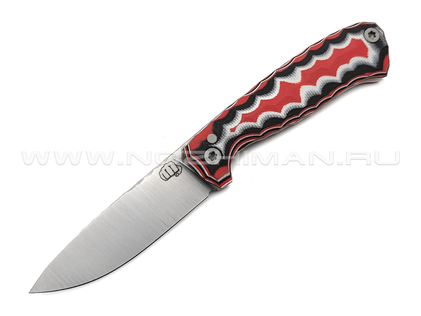 Андрей Кулаков малый фрикционный нож KUL068 сталь 95Х18, рукоять G10 laminate black-red & white