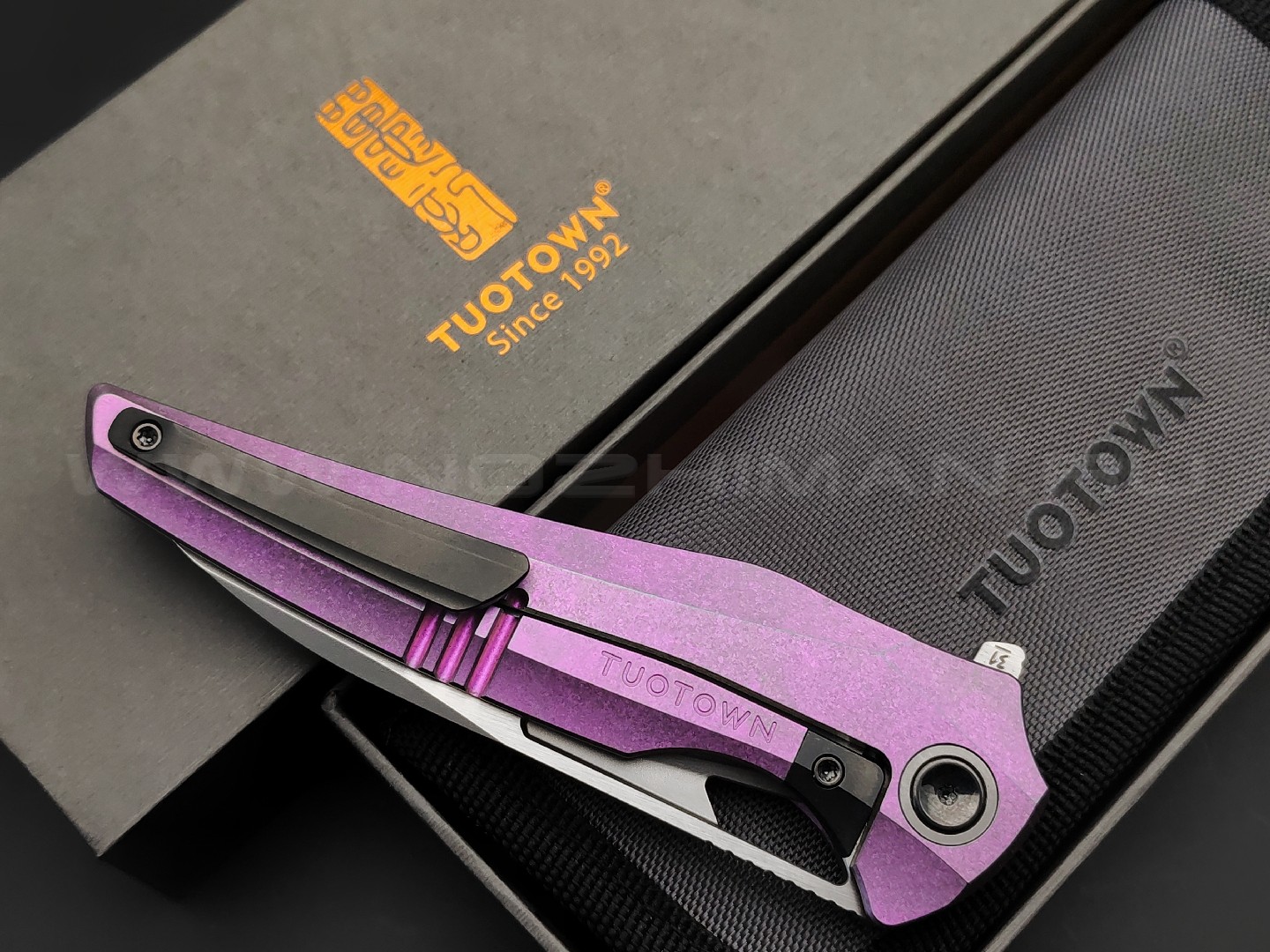 TuoTown складной нож Magpie Limited Edition TMP-MKAP сталь M390, рукоять Crystal titanium purple