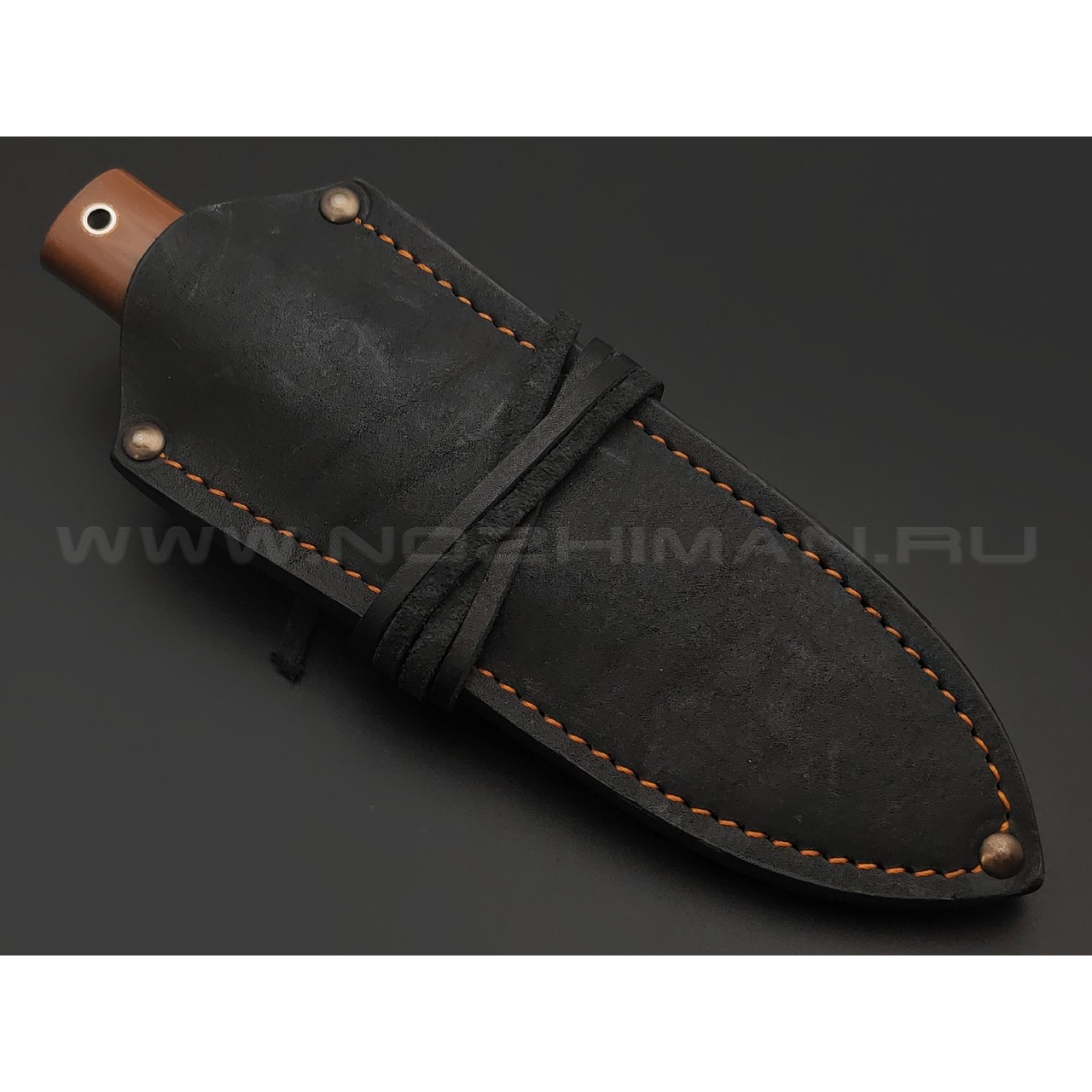Платонов Д.Г. кованый нож Кинжал мини, сталь Х12МФ, рукоять G10 brown