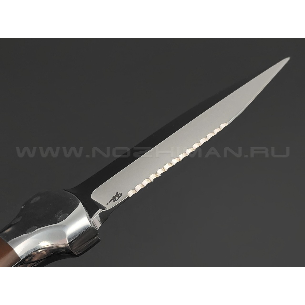 Платонов Д.Г. кованый нож Кинжал мини, сталь Х12МФ, рукоять G10 brown